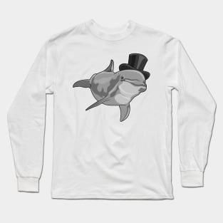 Dolphin as Gentleman with Top hat Long Sleeve T-Shirt